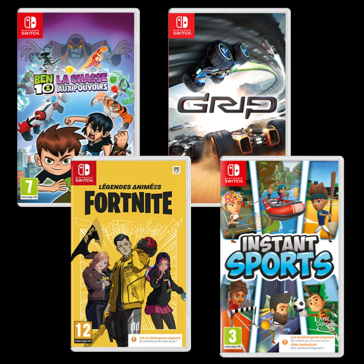 Just For Games Pack 4 jeux d'action Nintendo Switch (Code in a Box)