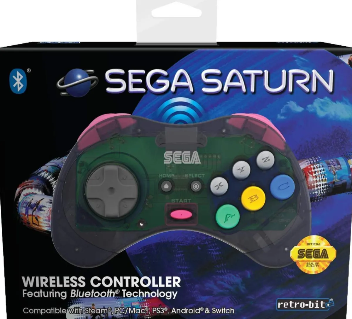 retro-bit Retrobit - Sega Saturn Manette 8 boutons sans fil Bluetooth Gris